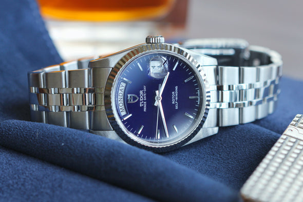 Tudor Prince Day-Date 76214 extra Rare Blue Dial Watch