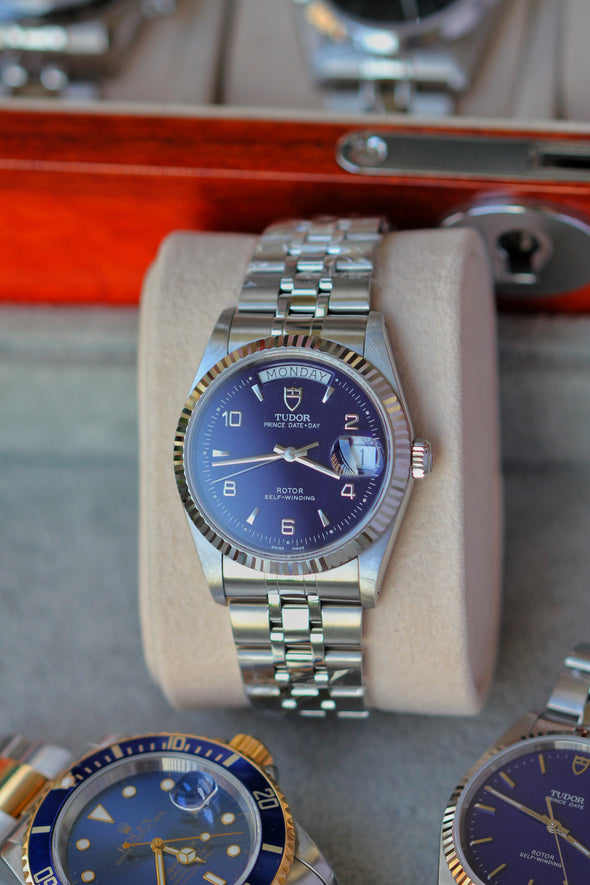 Tudor Prince Day-Date 76214 Rare Blue Arabic Dial Watch