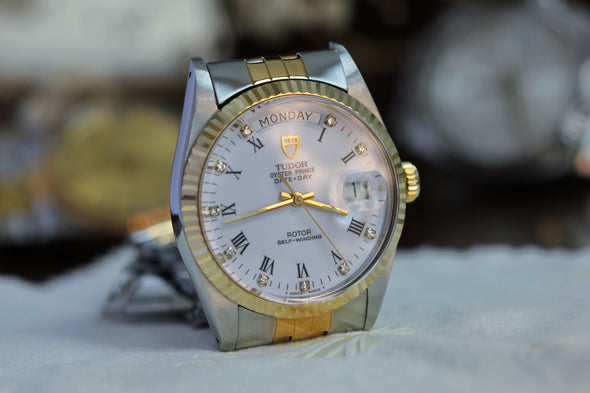 Tudor Oyster Prince Date-Day on White Ceramic Dial with Diamond Markers