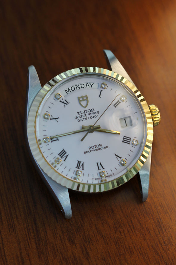 Tudor Oyster Prince Date-Day on White Ceramic Dial with Diamond Markers
