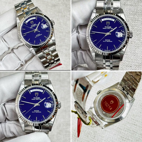 Tudor Prince Date-Day 76214 Blue Dial New Old Stock Full-Set