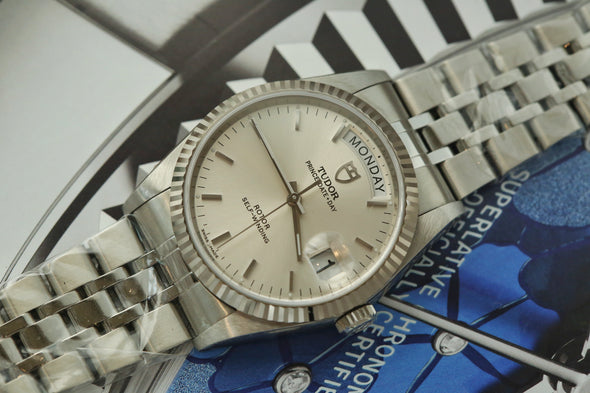 Tudor Prince Date-Day Silver Sunburst Dial NOS