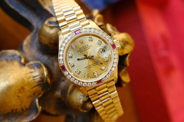 Rolex Datejust Ruby Diamond 69068G Champagne Gold Ladies Watch
