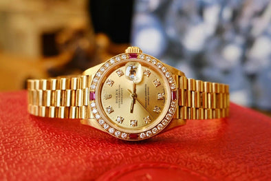 Rolex Datejust Ruby Diamond 69068G Champagne Gold Ladies Watch
