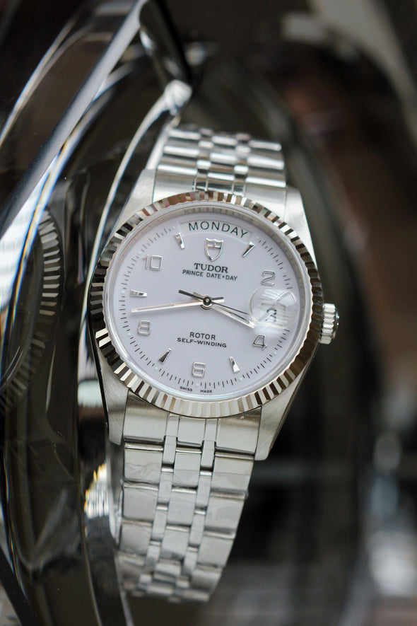 Tudor Prince Date-Day 76214 Rare White Arabic dial Watch