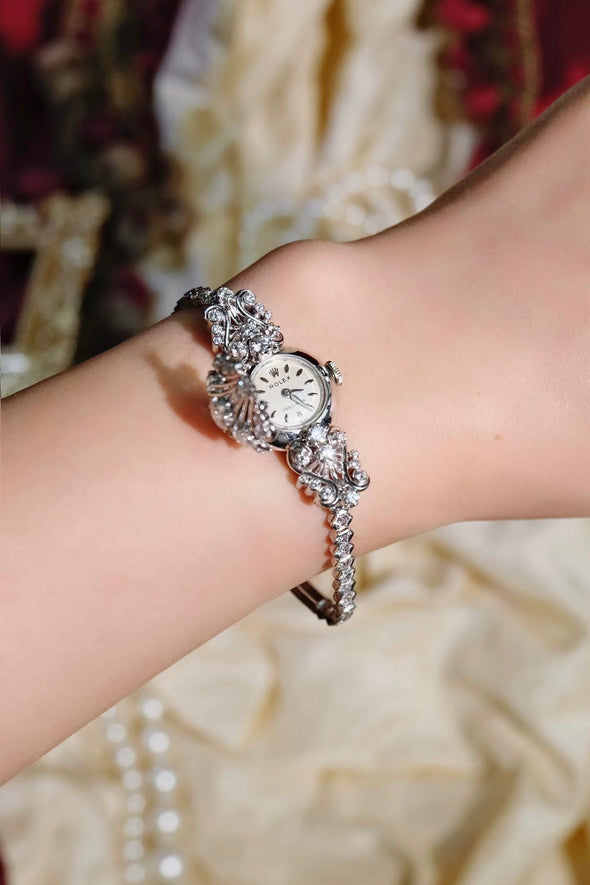 Rolex 18K White Gold Diamonds Cocktail Watch
