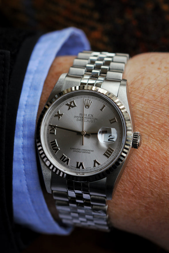Rolex Datejust 36 Silver Roman Dial 16234 Full-Set 2005