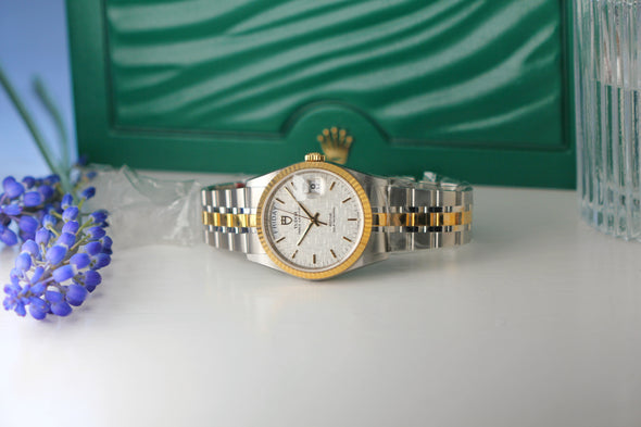 Tudor Prince Date-Day 76213 Automatic Linen Dial watch with sticker full-set Brand New