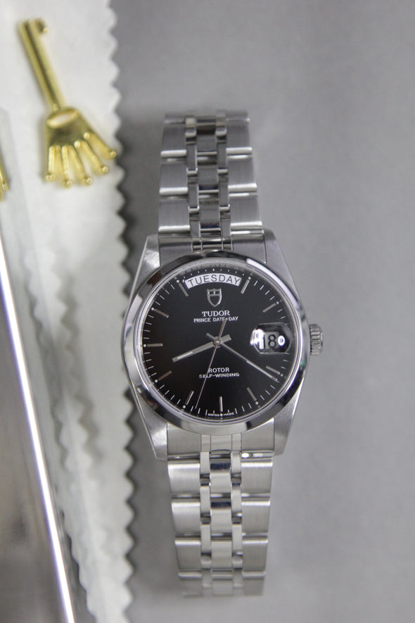 Tudor Prince Date-Day 76200 Black Dial watch with original box