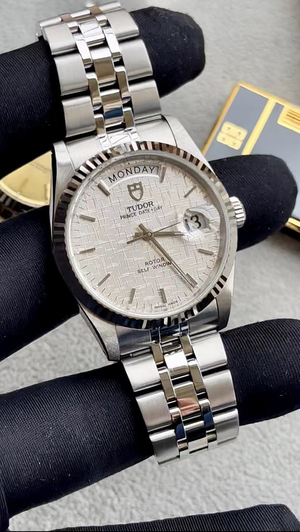 Tudor Prince Date-Day 76214 Automatic Linen dial watch 2018 full-set