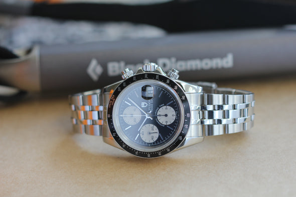 Tudor Prince Date Chronograph 79260 Mini Daytona Rare Reverse Panda Dial Watch