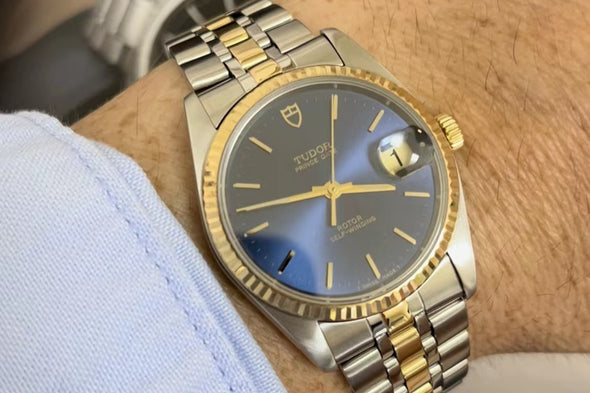 Tudor 74033 Rare sunburst blue dial watch