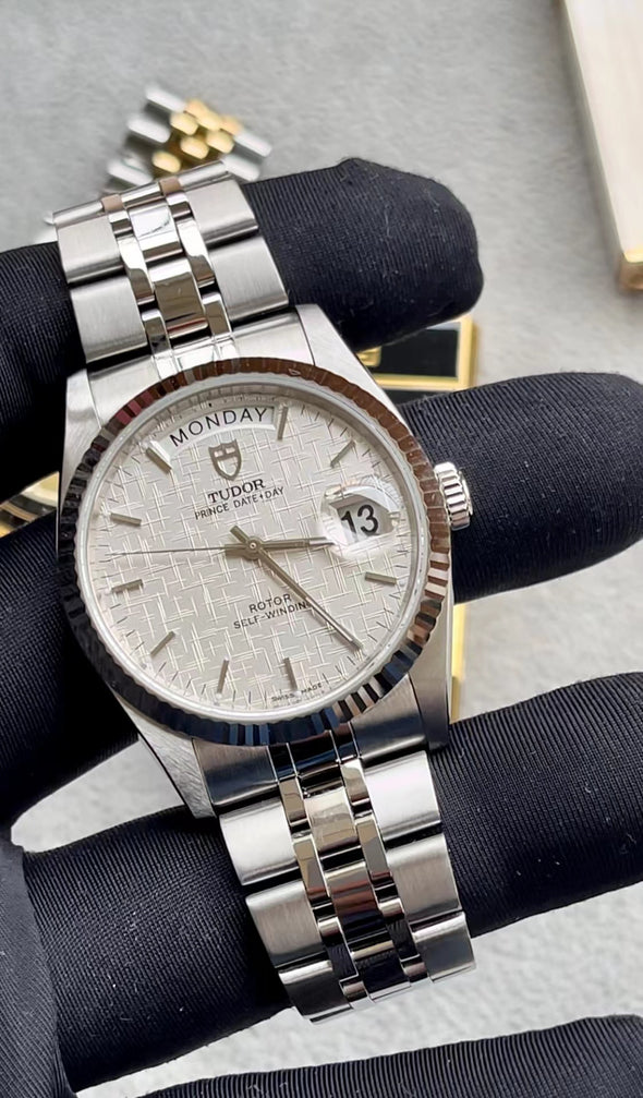 Tudor Prince Date-Day 76214 Automatic Linen dial watch 2018 full-set