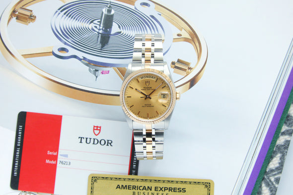 Tudor Prince Date-Day 76213 Automatic Champagne Dial Stick watch 2019 full-set