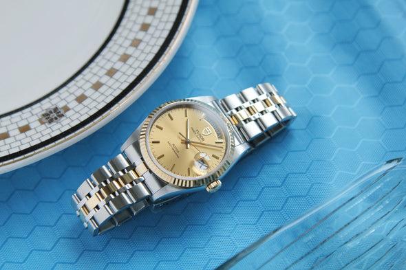 Tudor Prince Date-Day 76213 Automatic Champagne Dial Stick watch 2019 full-set