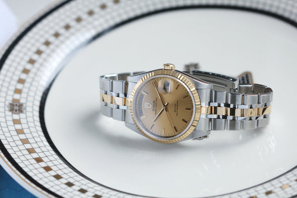 Tudor Prince Date-Day 76213 Automatic Champagne Dial Stick watch 2019 full-set