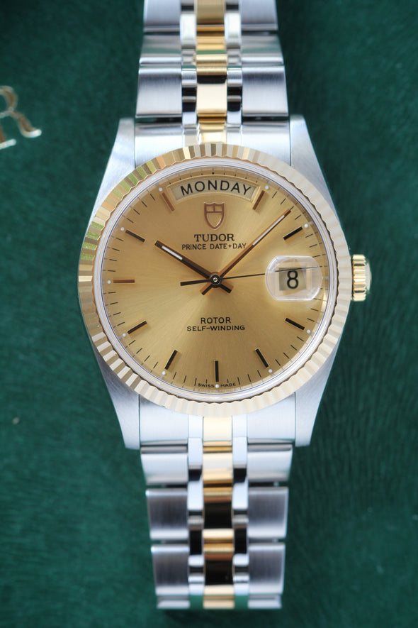 Tudor Prince Date-Day 76213 Automatic Champagne Dial Stick watch 2019 full-set