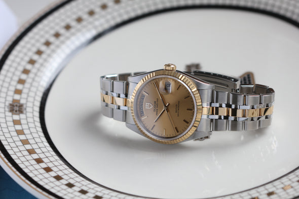 Tudor Prince Date-Day 76213 Automatic Champagne Dial Stick watch 2019 full-set