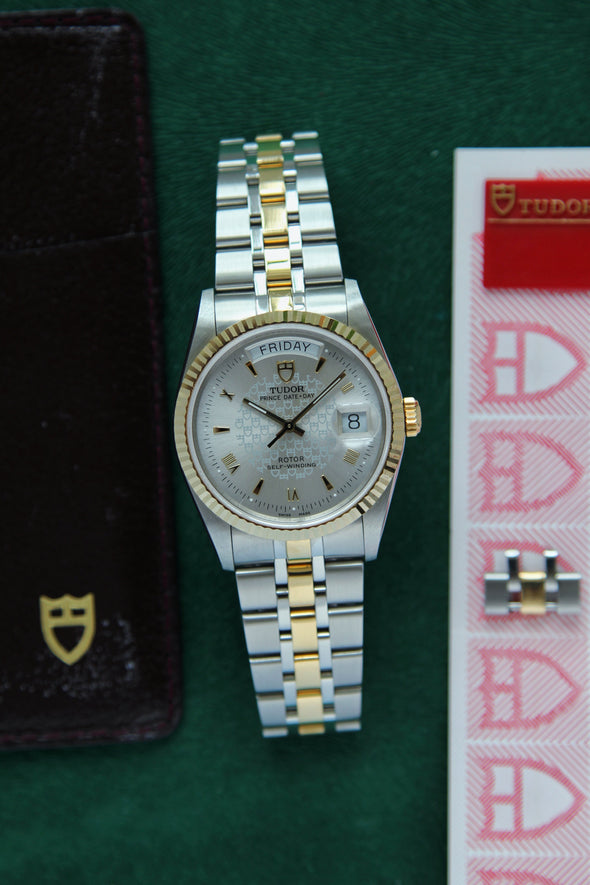 Tudor Prince Date-Day 76213 logo pattern dial watch full set