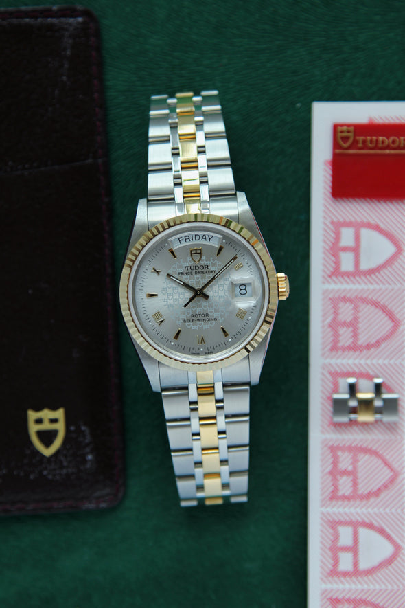 Tudor Prince Date-Day 76213 logo pattern dial watch New Old Stock