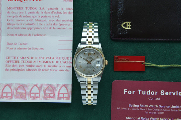 Tudor Prince Date-Day 76213 logo pattern dial watch full set