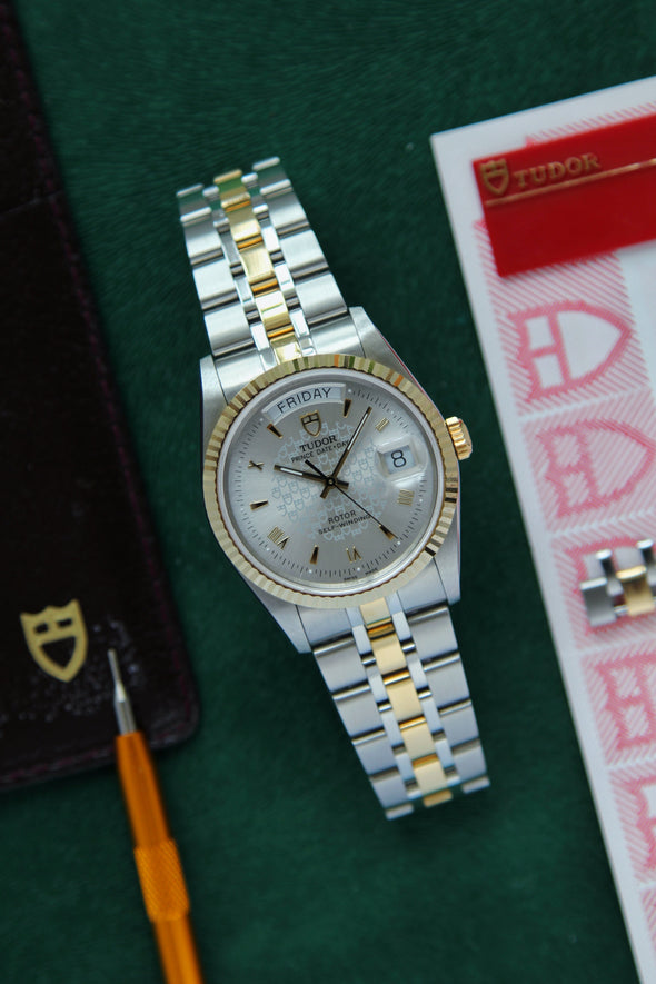 Tudor Prince Date-Day 76213 logo pattern dial watch full set