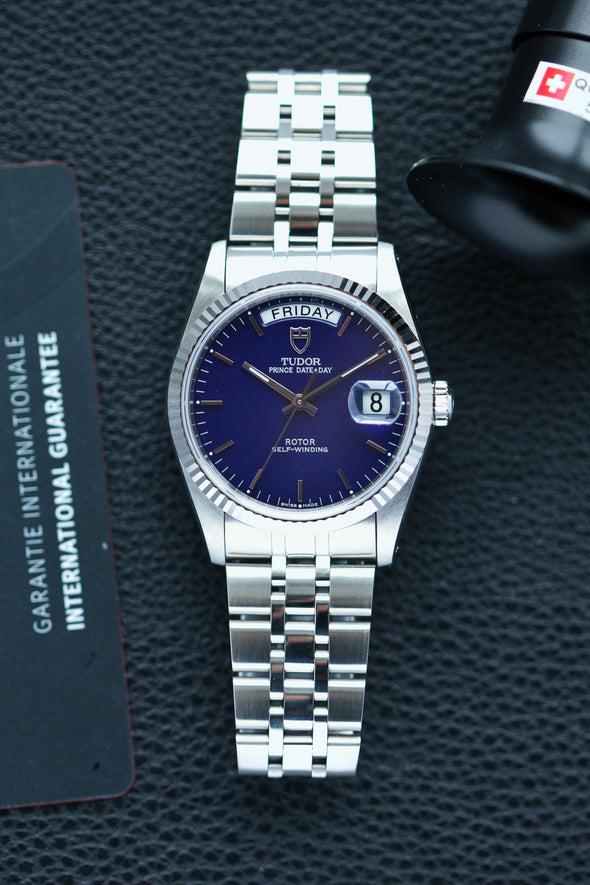 Tudor Prince Day-Date 76214 rare blue dial Watch 2021 Full-Set
