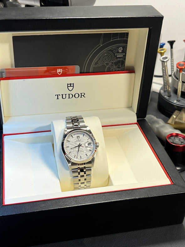 Tudor Prince Date-Day 76214 Automatic Linen dial watch 2018 full-set