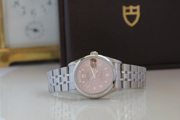 Tudor Prince Date-Day 76200 rare Salmon pink 2-4-6-8-10 dial Watch