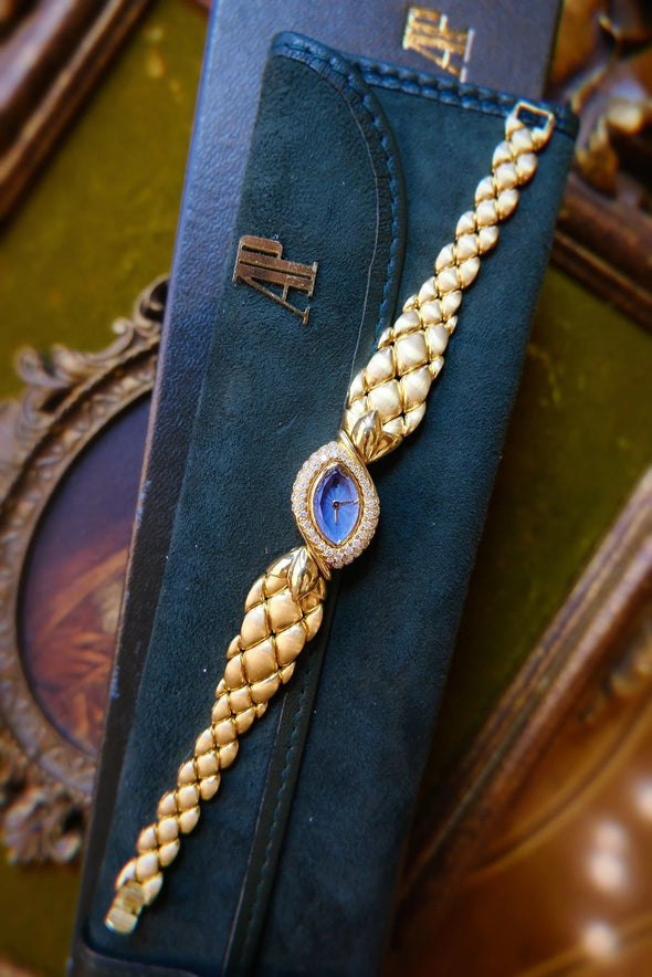 Audemars Piguet Baroque 18K Rose Gold & Diamond  Azure Guilloché Enamel Dial Oval Marquise-Shaped Watch