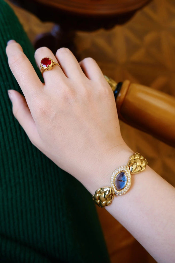 Audemars Piguet Baroque 18K Rose Gold & Diamond  Azure Guilloché Enamel Dial Oval Marquise-Shaped Watch