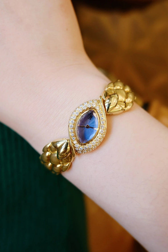 Audemars Piguet Baroque 18K Rose Gold & Diamond  Azure Guilloché Enamel Dial Oval Marquise-Shaped Watch