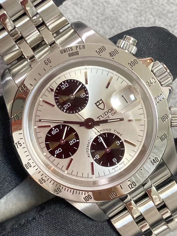 Tudor Prince Date Chronograph 79280 Mini Daytona Rare Panda Dial