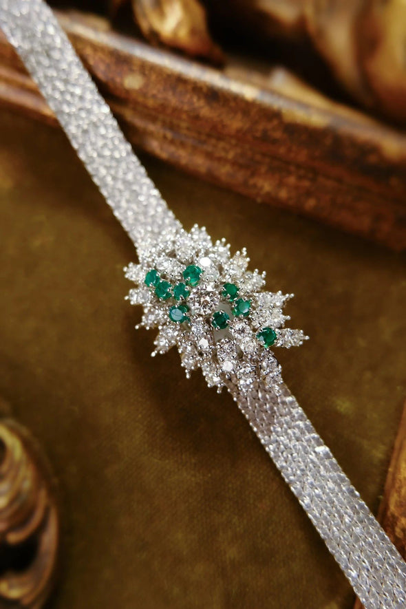 Hamilton Lady's emerald diamond 14 Karat gold Art deco watch