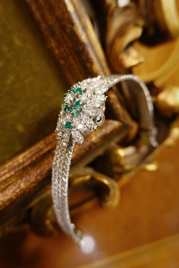 Hamilton Lady's emerald diamond 14 Karat gold Art deco watch