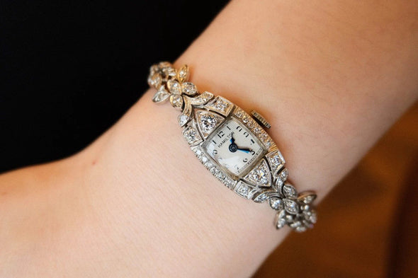 Hamilton Retro platinum cocktail ladies watch