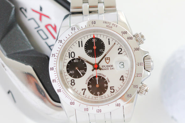 Tudor Prince Date Chronograph Tiger 79260 Daytona Rare Panda Dial Leather strap