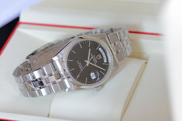 Tudor Prince Date-Day 76200 Black Dial watch with original box
