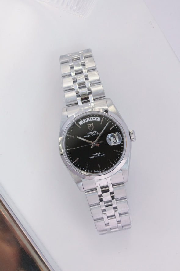 Tudor Prince Date-Day 76200 Black Dial watch with original box