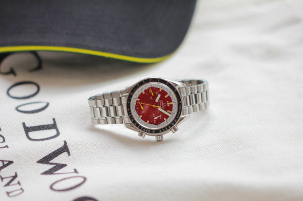 Omega Speedmaster Ferrari Grand Prix Red Dial watch Michael Schumacher racing 1996