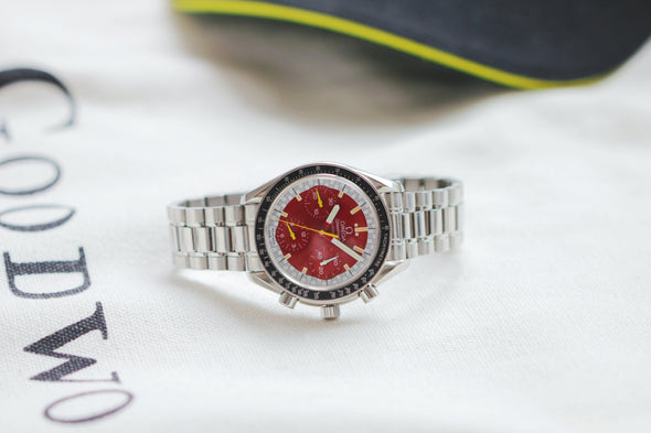 Omega Speedmaster Ferrari Grand Prix Red Dial watch Michael Schumacher racing 1996