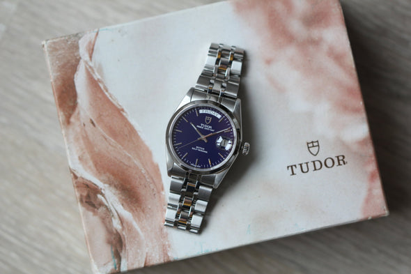 Tudor Rare Prince Date-Day 76200-0008 Blue Dial Watch Box & Paper