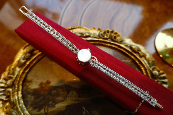 Omega Rare 14 Karat Gold vintage diamond ladies dress watch Circa 1950s