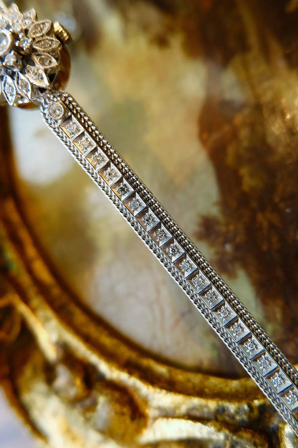 Omega Rare 14 Karat Gold vintage diamond ladies dress watch Circa 1950s