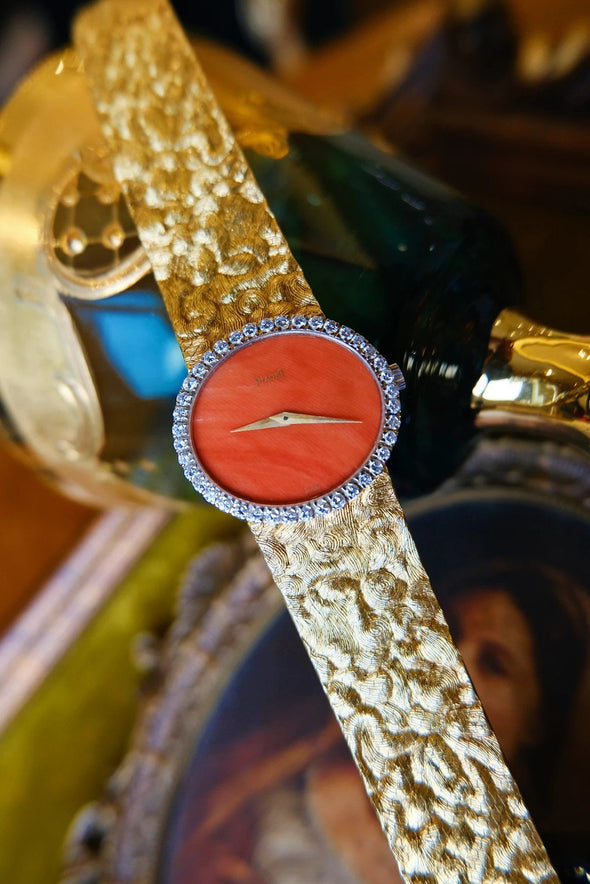 Piaget Orange dial 18 Karat Gold cocktail watch 1970S