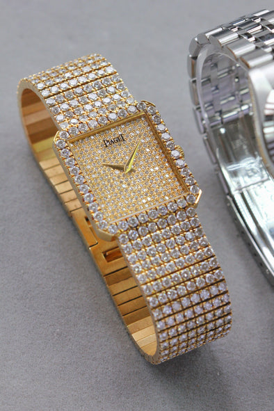 Piaget yellow gold and diamond-set bracelet watch, Circa 1995 Ref: 9154, with original box