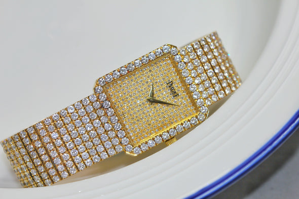 Piaget yellow gold and diamond-set bracelet watch, Circa 1995 Ref: 9154, with original box