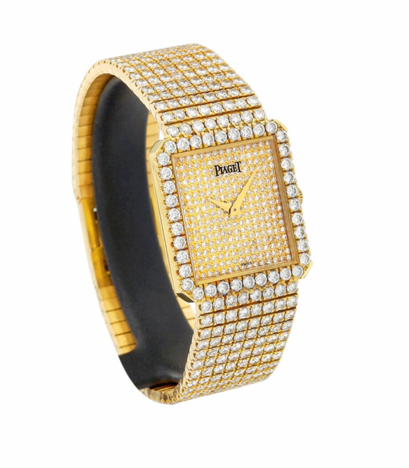 Piaget yellow gold and diamond-set bracelet watch, Circa 1995 Ref: 9154, with original box