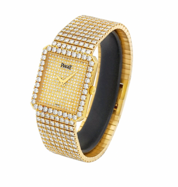 Piaget yellow gold and diamond-set bracelet watch, Circa 1995 Ref: 9154, with original box