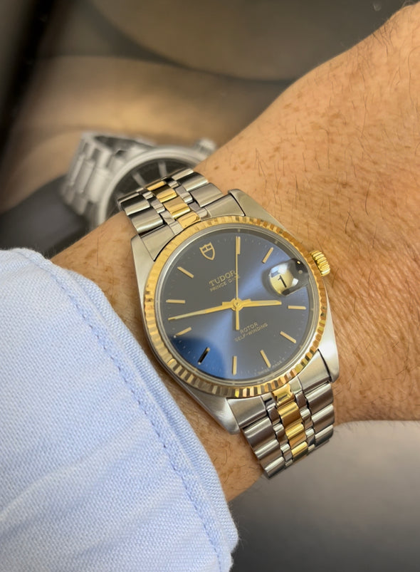 Tudor 74033 Rare sunburst blue dial watch